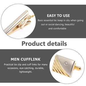 Crystal Cufflink & Tie Clip Set for Men Business Shirts