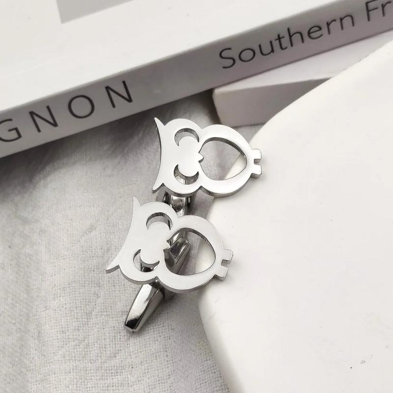 Stainless Steel Owl Cufflinks for Men