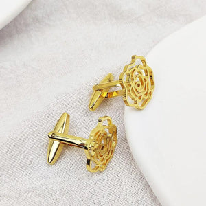 Men's Rose Carved Stainless Steel Cufflinks
