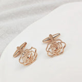 Men's Rose Carved Stainless Steel Cufflinks