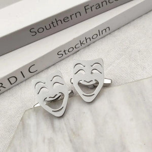 Ghost Face Mask Cuff Links Silver Stainless Steel Jewelry Wedding