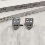 Ghost Face Mask Cuff Links Silver Stainless Steel Jewelry Wedding