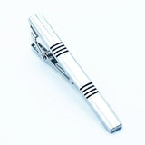 Silver Plated Classic Men's Tie Bar Rhodium Plain Clip Clip Set
