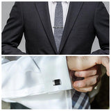 Silver Plated Classic Men's Tie Bar Rhodium Plain Clip Clip Set