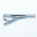 Silver Plated Classic Men's Tie Bar Rhodium Plain Clip Clip Set