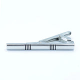 Silver Plated Classic Men's Tie Bar Rhodium Plain Clip Clip Set