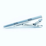 Silver Plated Classic Men's Tie Bar Rhodium Plain Clip Clip Set