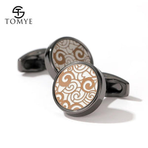 Men's High Round Decorative Pattern Metal Cufflinks
