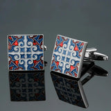DY Enamel Square Cross Retro Pattern Cufflinks for Men