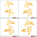 Gold-color Letter Cufflinks for Mens Shirt Cuff, Wedding Jewelry
