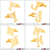 Gold-color Letter Cufflinks for Mens Shirt Cuff, Wedding Jewelry
