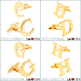 Gold-color Letter Cufflinks for Mens Shirt Cuff, Wedding Jewelry