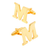 Gold-color Letter Cufflinks for Mens Shirt Cuff, Wedding Jewelry