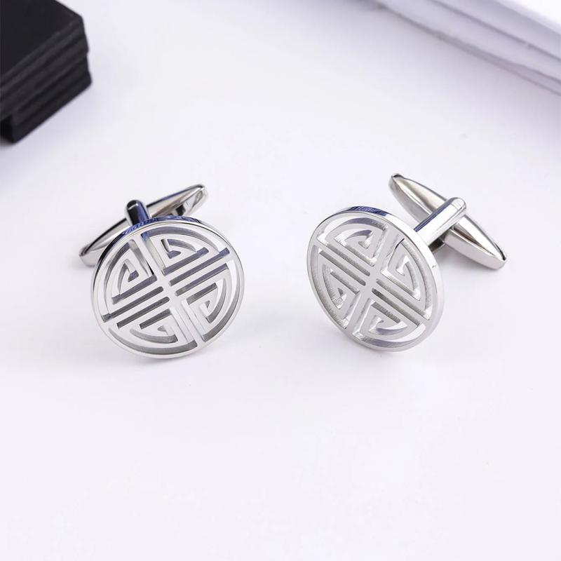 Men's Stainless Steel Floral Cufflinks