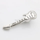Musical Guitar Tie Bar Silver Plated Suit Clasp Clamp Clip