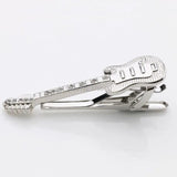 Musical Guitar Tie Bar Silver Plated Suit Clasp Clamp Clip