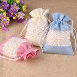 5pcs Organza Linen Drawstring Bags Wedding Sachet Gift