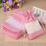 5pcs Organza Linen Drawstring Bags Wedding Sachet Gift