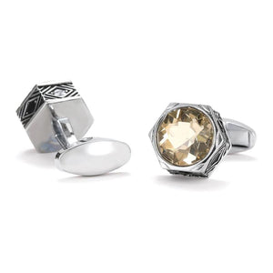 Men's Brown Crystal Hexagon Cufflinks XK22S023