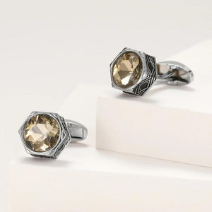 Men's Brown Crystal Hexagon Cufflinks XK22S023