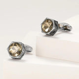 Men's Brown Crystal Hexagon Cufflinks XK22S023