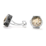 Men's Brown Crystal Hexagon Cufflinks XK22S023