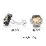 Men's Brown Crystal Hexagon Cufflinks XK22S023