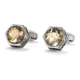 Men's Brown Crystal Hexagon Cufflinks XK22S023