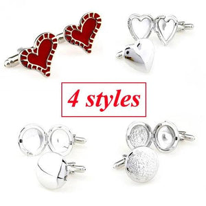 Photo Frame Cufflink Heart Circle Cuff Link Set