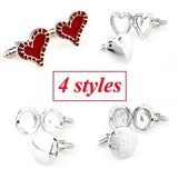 Photo Frame Cufflink Heart Circle Cuff Link Set