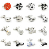 Men's Football Cufflinks Brass Material Various Sport Designs Option Cuff Links