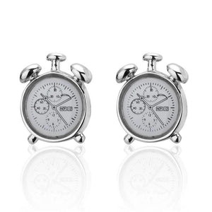 HYX Jewelry Round Alarm Clock Cuff Buttons French Shirt Cufflinks