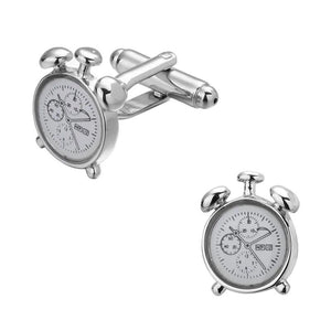 HYX Jewelry Round Alarm Clock Cuff Buttons French Shirt Cufflinks