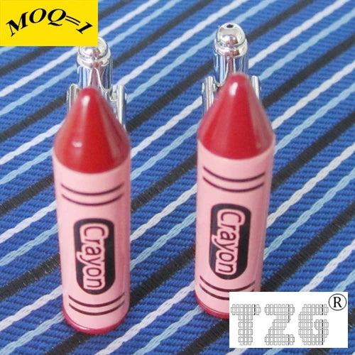 Red Crayon Cufflink Cuff Link Pair