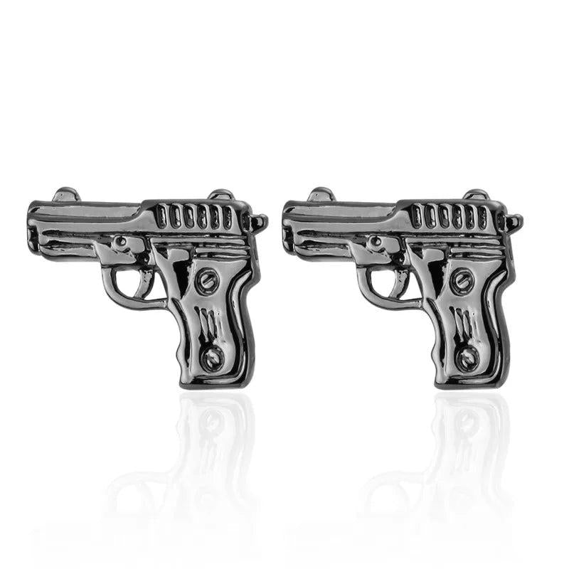 HYX Jewelry Gun Pistol Cuff Buttons Cufflinks For Mens Shirt