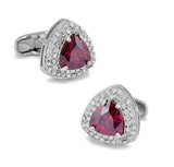 Red Triangle Crystal Cufflinks Brass Material