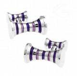 Men's Brass Cufflinks Purple Stripes Double Side Cuff Links