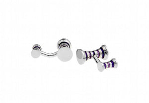 Men's Brass Cufflinks Purple Stripes Double Side Cuff Links