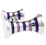 Men's Brass Cufflinks Purple Stripes Double Side Cuff Links