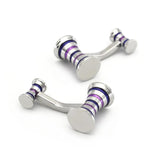 Men's Brass Cufflinks Purple Stripes Double Side Cuff Links