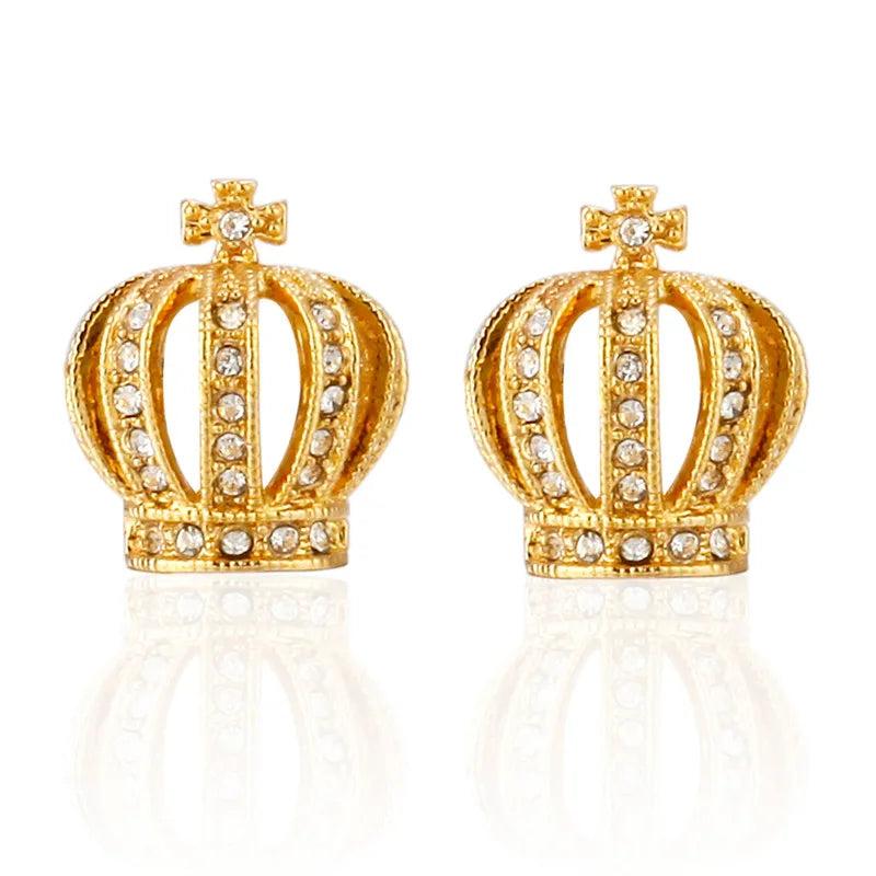 French Crown Crystal Cufflink Mens Shirt Suit Cuff Buttons Top Jewelry