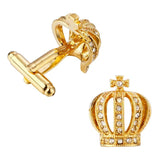 French Crown Crystal Cufflink Mens Shirt Suit Cuff Buttons Top Jewelry