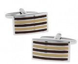Men's Paint Brass Stripe Rectangle Cufflinks