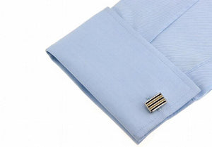Men's Paint Brass Stripe Rectangle Cufflinks