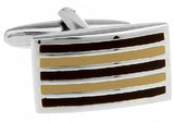 Men's Paint Brass Stripe Rectangle Cufflinks
