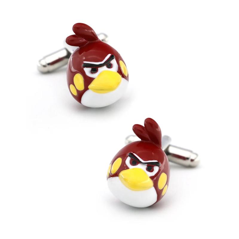 Men's Bird Cuff Links, Copper Material, Red Cartoon Cufflinks