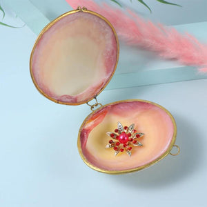 Natural Shell Jewelry Box Golden Edge Ring Case Valentine'S Gift