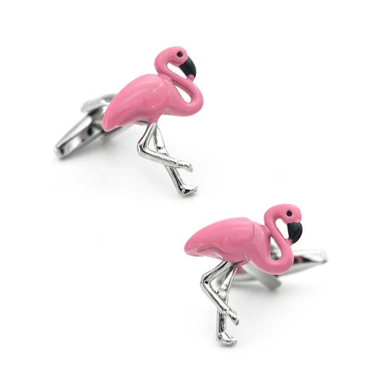 iGame Arrival Flamingo Cuff Links Pink Bird Brass Material Men's Cufflinks