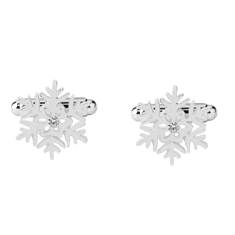 Men's Snowflake Cufflinks Stainless Steel Hollow Snowflake Cufflinks