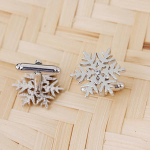 Men's Snowflake Cufflinks Stainless Steel Hollow Snowflake Cufflinks